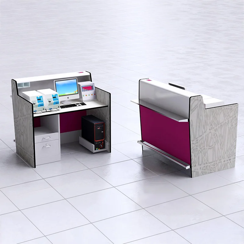 Spacious under-counter storage cabinet in airport counter for personal bags and staff uniforms.