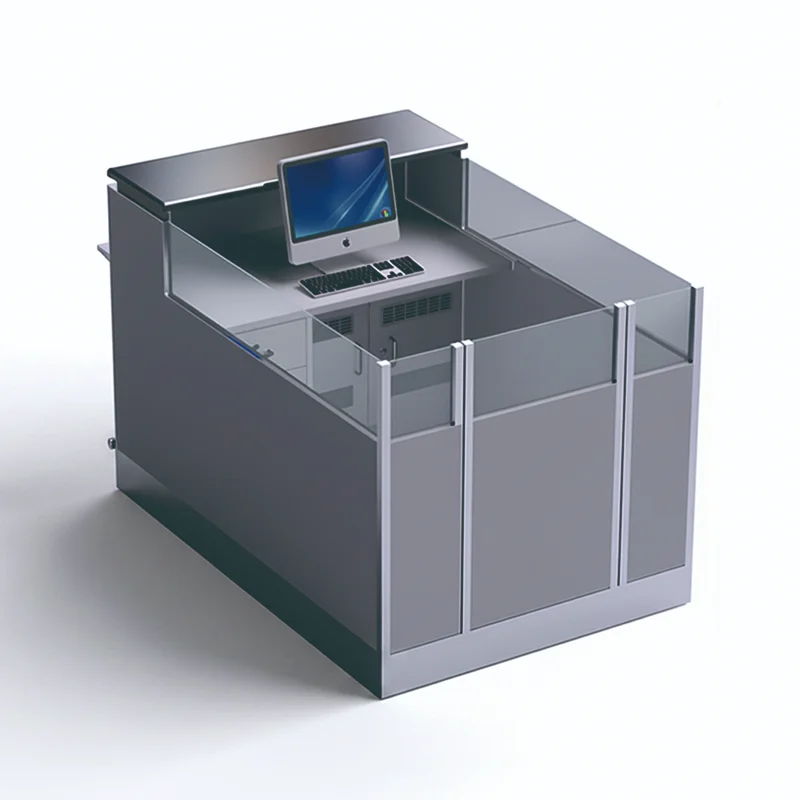 Large airport crew briefing room table with integrated power grommets for laptop and tablet charging.