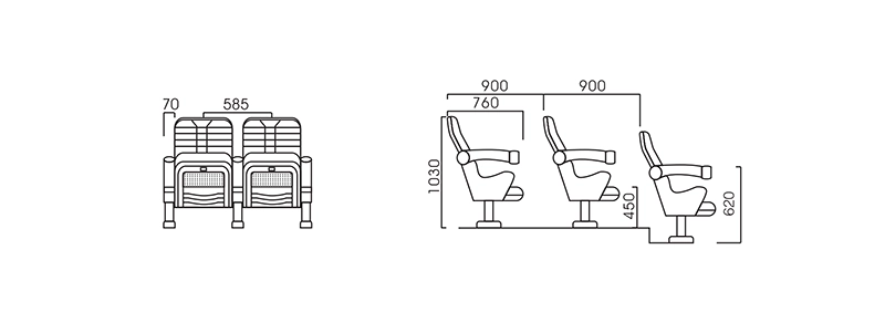 Red fabric standard cinema chair with metal frame and cup holder for traditional movie theater seating arrangements