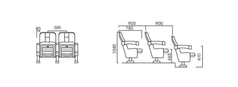 Gray upholstered standard cinema chair with ergonomic seat cushion for comfortable extended movie watching sessions
