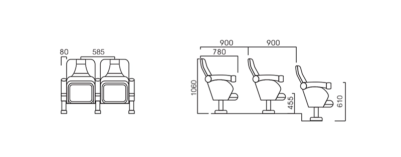 Built-in cup holder detail on cinema chair armrest designed for convenient beverage storage during movie screenings