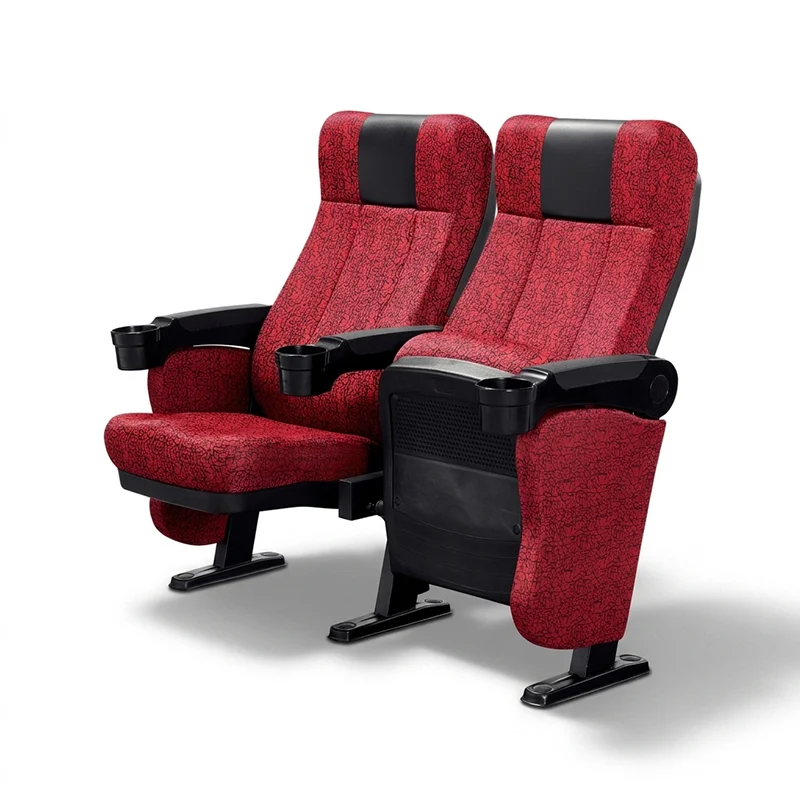 VIP cinema seat fully reclined position side view showing extended leg rest and relaxed backrest angle