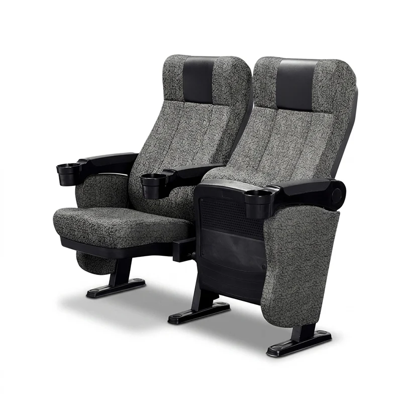 Standard cinema chair with fabric upholstery and folding armrest design for commercial movie theater seating