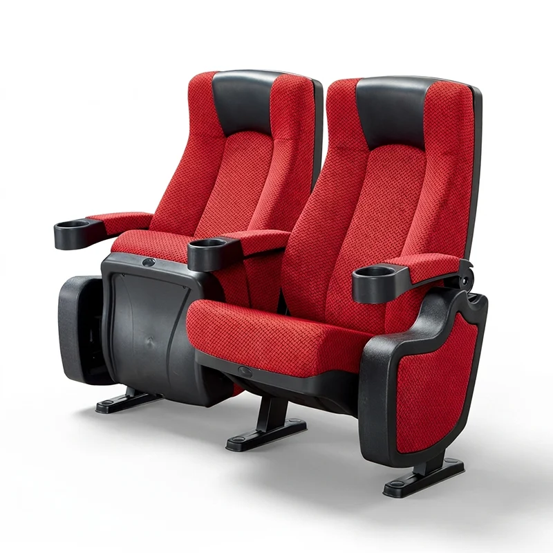 Red colored cinema chair for traditional theater interiors adding vibrant accent to auditorium