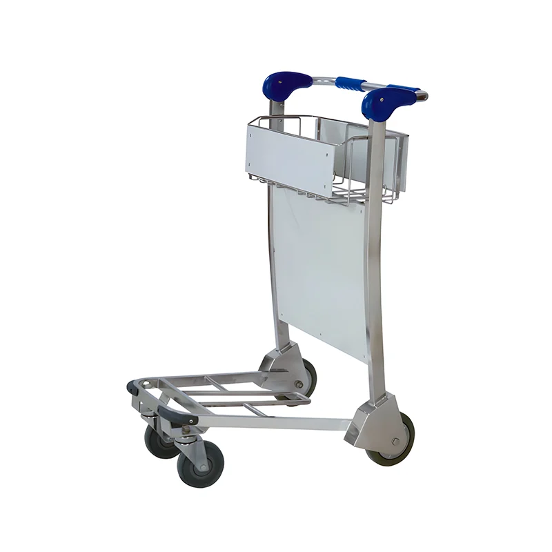 Corrosion resistant stainless airport trolley suitable for outdoor baggage handling and weather exposure.