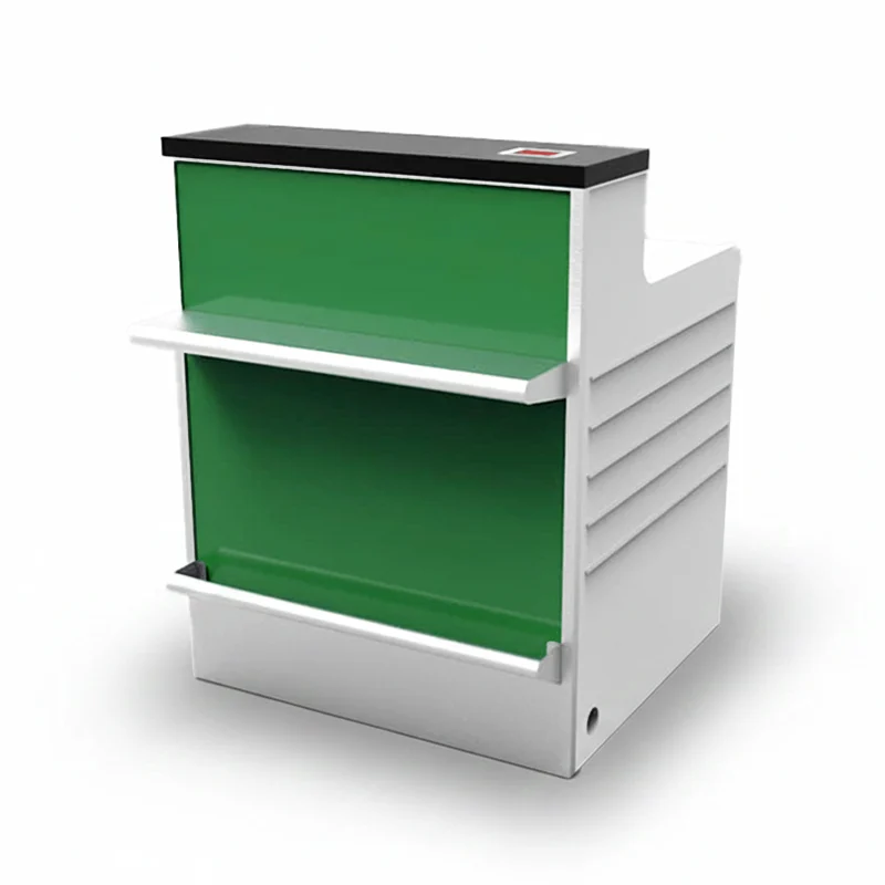 Heavy-duty customs and border patrol station with reinforced stainless steel top and secure lockable drawers.
