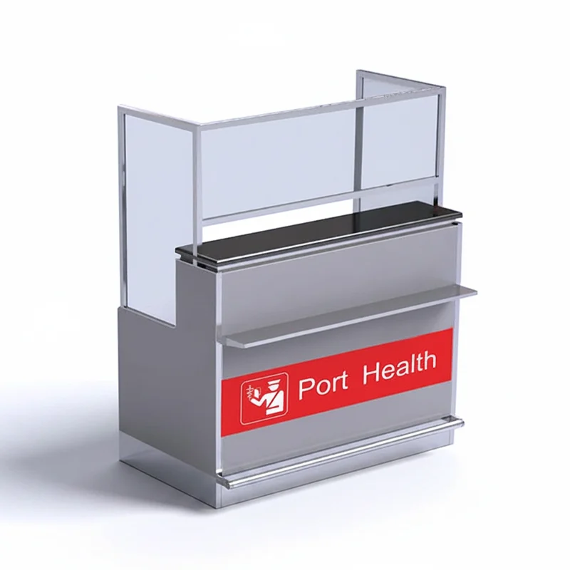 Extended depth airport customs desk at providing ample space for luggage unpacking and inspection.