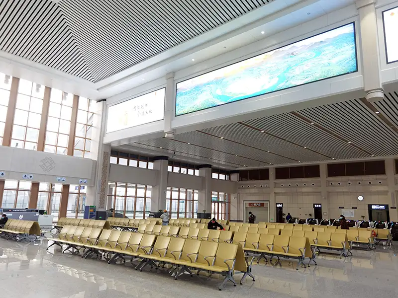 FLYA durable waiting chairs installed in furong town high-speed rail terminal concourse with comfortable PU cushions and heavy-duty frame