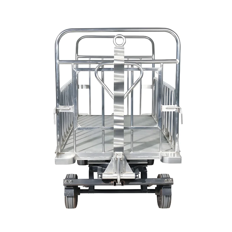 Heavy duty airport luggage trolley in aluminum alloy designed for continuous terminal operations.