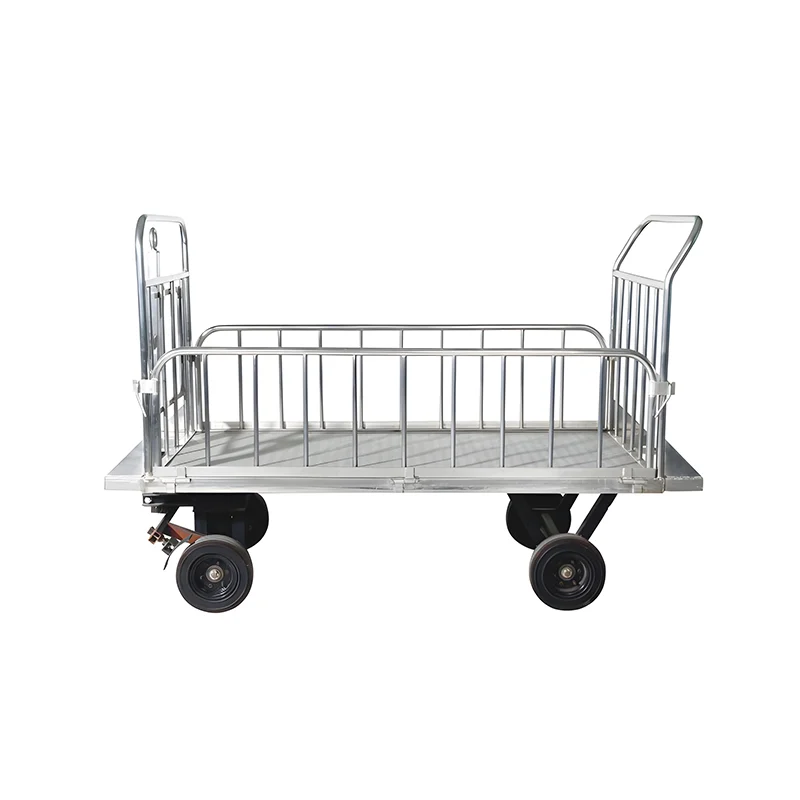 Heavy duty airport luggage trolley in aluminum alloy designed for continuous terminal operations.