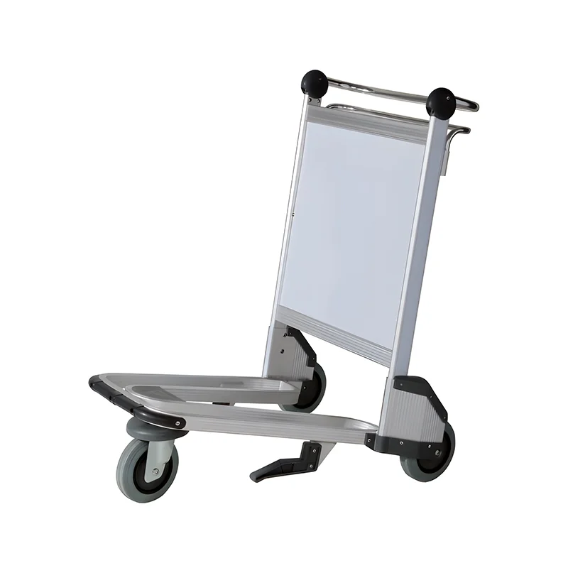 Lightweight aluminum airport cart weighing less than 20 kilograms for passenger convenience.