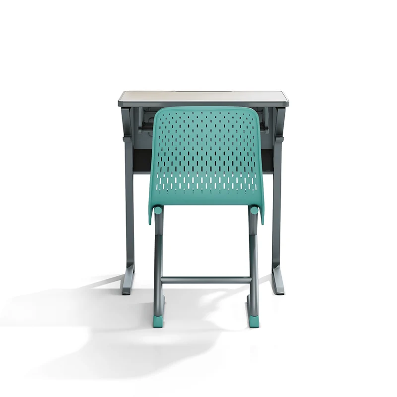 mobile student desk with lockable casters and matching chair for flexible classroom layouts and group activities