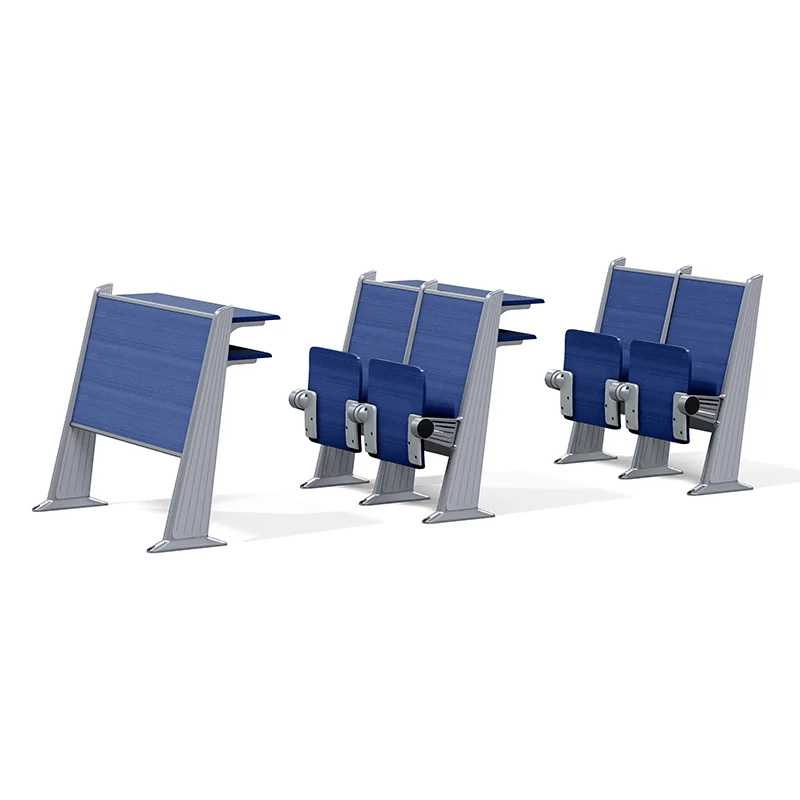 FLYA auditorium chairs in front row of tiered lecture hall with writing tablet attachment.