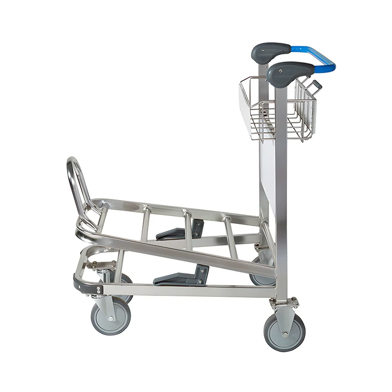 Heavy duty SS304 airport baggage cart for airline ground handling and luggage transfer operations.