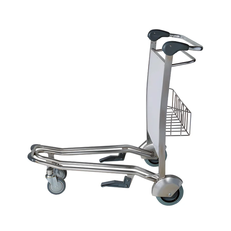 Stainless airport baggage cart with 250kg load capacity ideal for international airport operations.