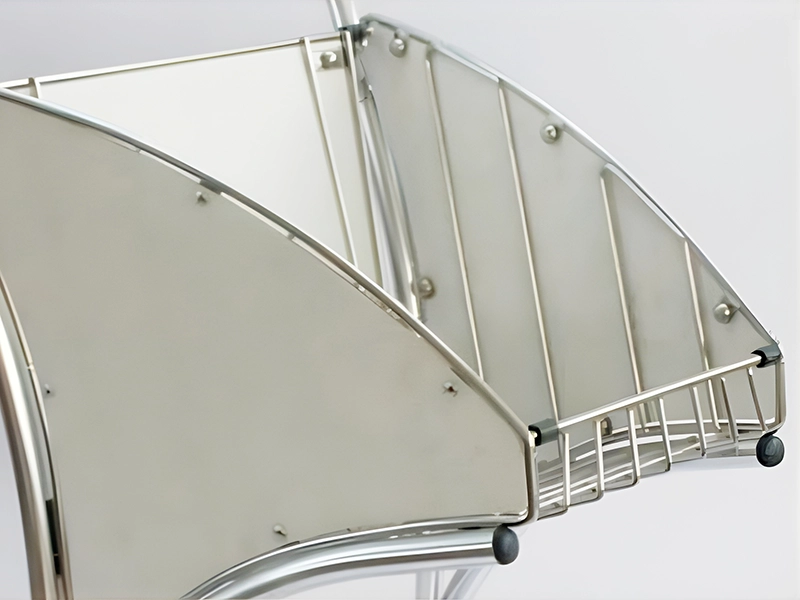 Stainless steel airport baggage cart available for OEM customization with logo placement options.