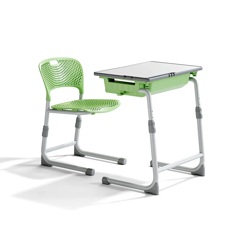 adjustable height student desk and chair set for modern classroom use in primary school with durable steel frame