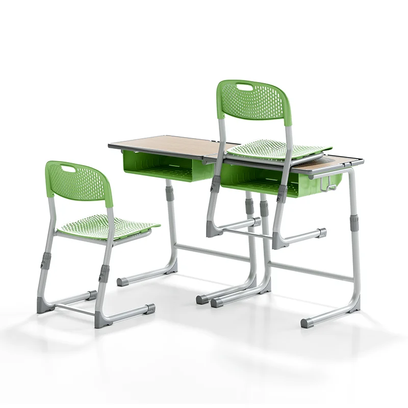 adjustable height student desk and chair set for modern classroom use in primary school with durable steel frame