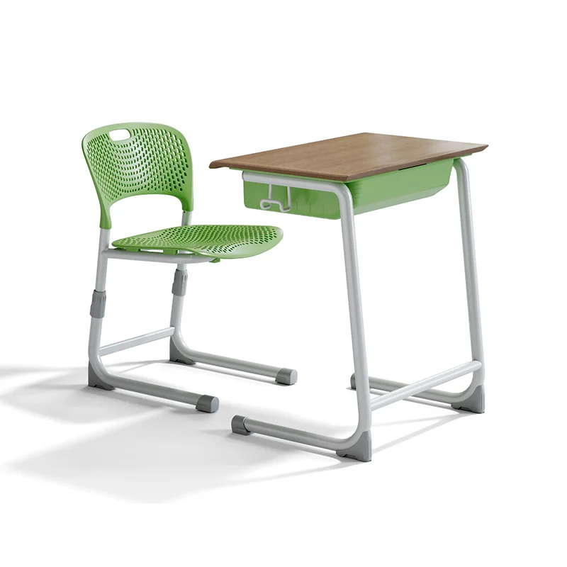 adjustable height student desk and chair set for modern classroom use in primary school with durable steel frame