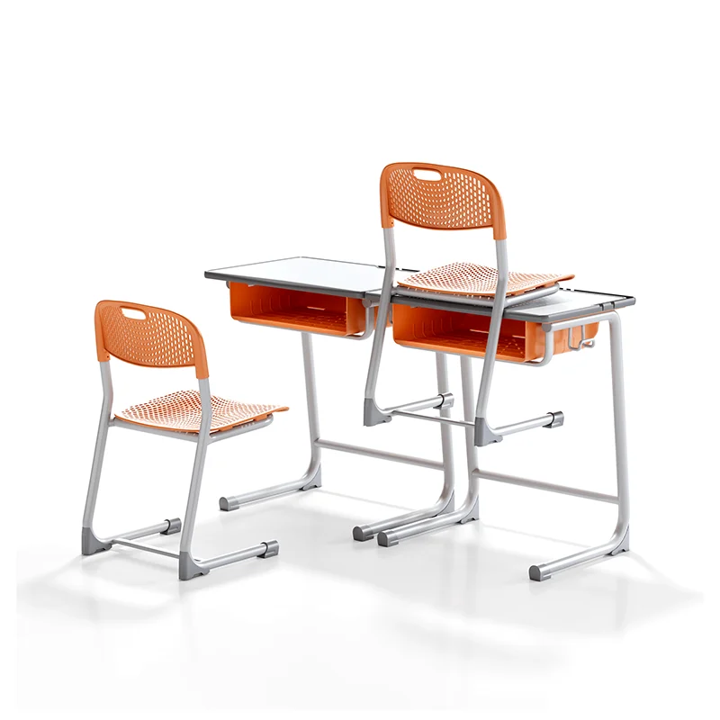 adjustable height student desk and chair set for modern classroom use in primary school with durable steel frame