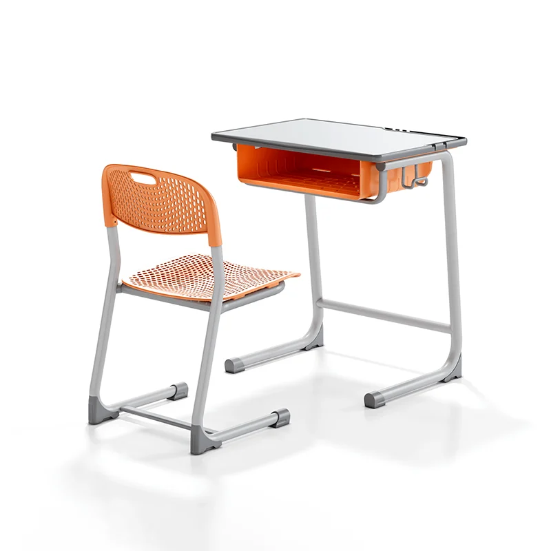 adjustable height student desk and chair set for modern classroom use in primary school with durable steel frame