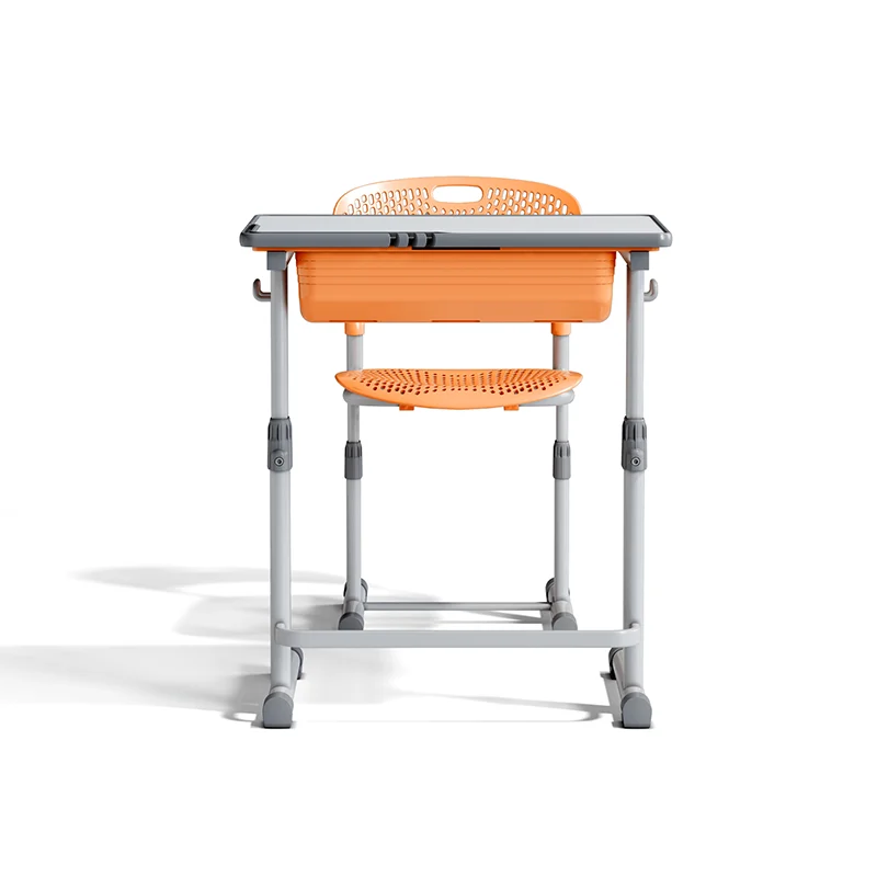 adjustable height student desk and chair set for modern classroom use in primary school with durable steel frame