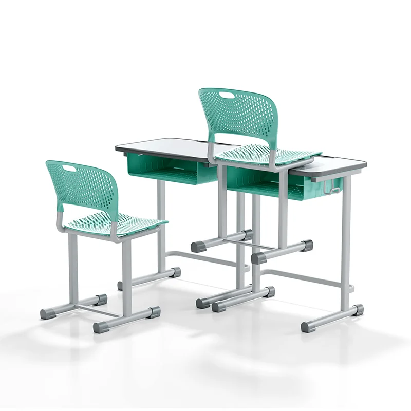 adjustable height student desk and chair set for modern classroom use in primary school with durable steel frame