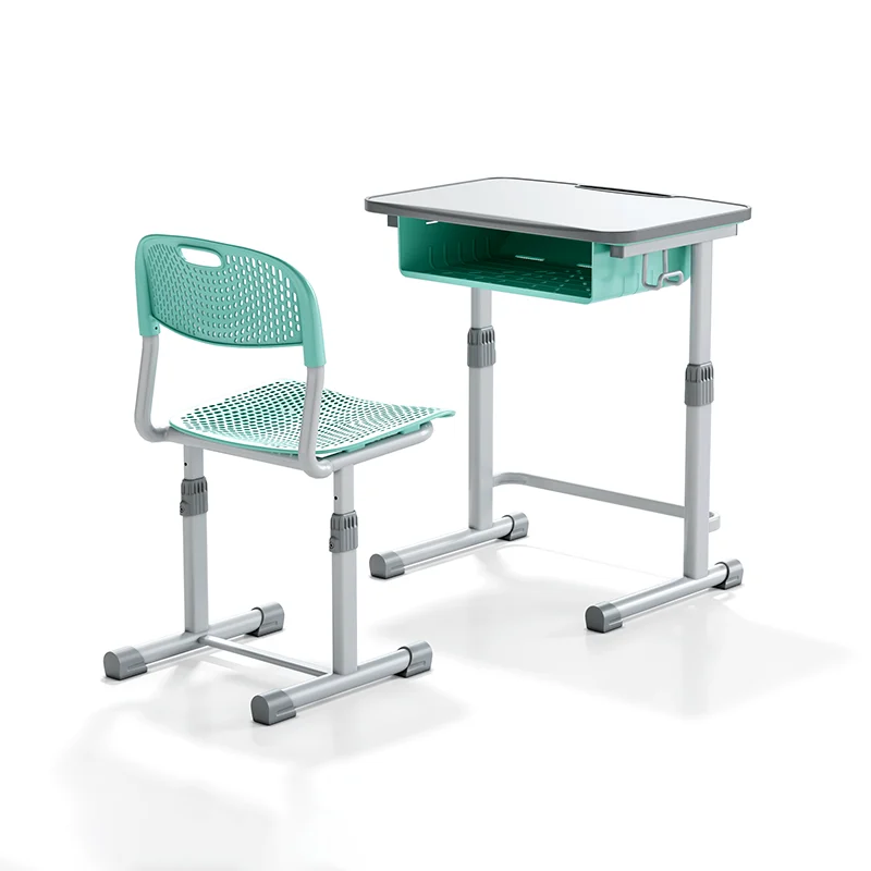 adjustable height student desk and chair set for modern classroom use in primary school with durable steel frame
