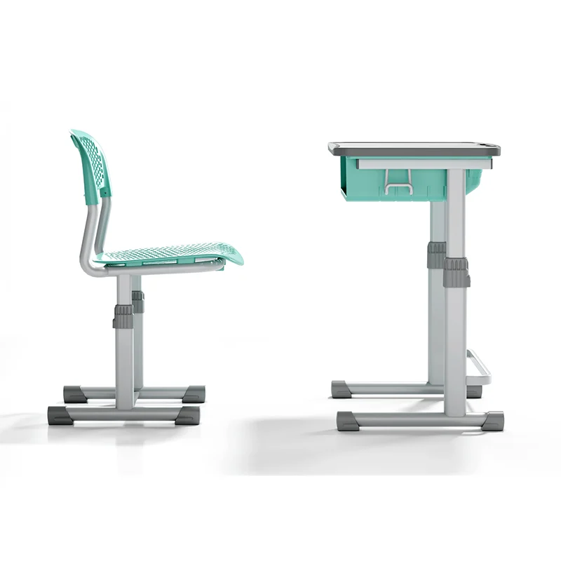 adjustable height student desk and chair set for modern classroom use in primary school with durable steel frame