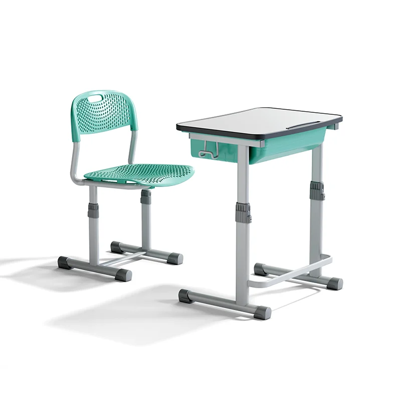 adjustable height student desk and chair set for modern classroom use in primary school with durable steel frame