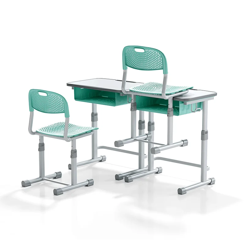 adjustable height student desk and chair set for modern classroom use in primary school with durable steel frame