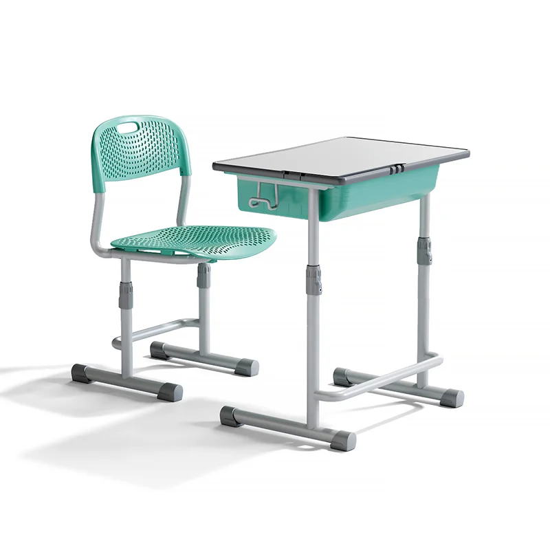 adjustable height student desk and chair set for modern classroom use in primary school with durable steel frame