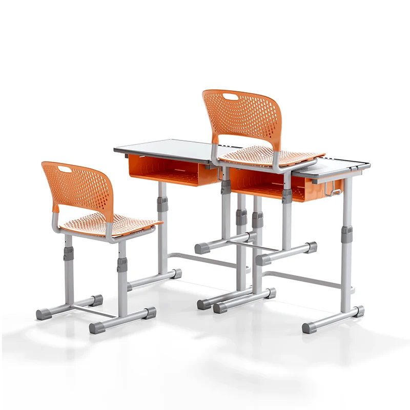 adjustable height student desk and chair set for modern classroom use in primary school with durable steel frame
