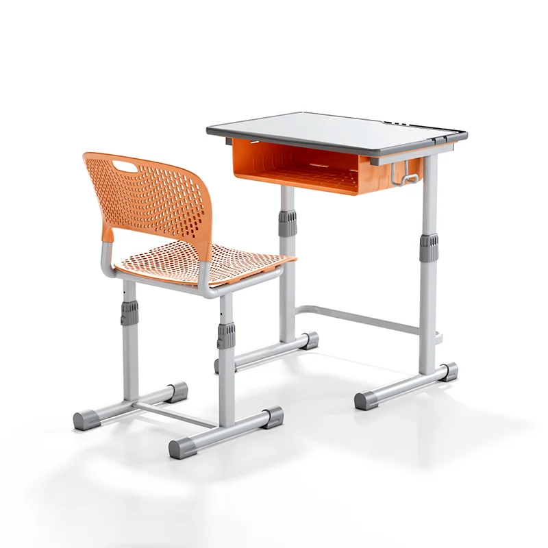 adjustable height student desk and chair set for modern classroom use in primary school with durable steel frame