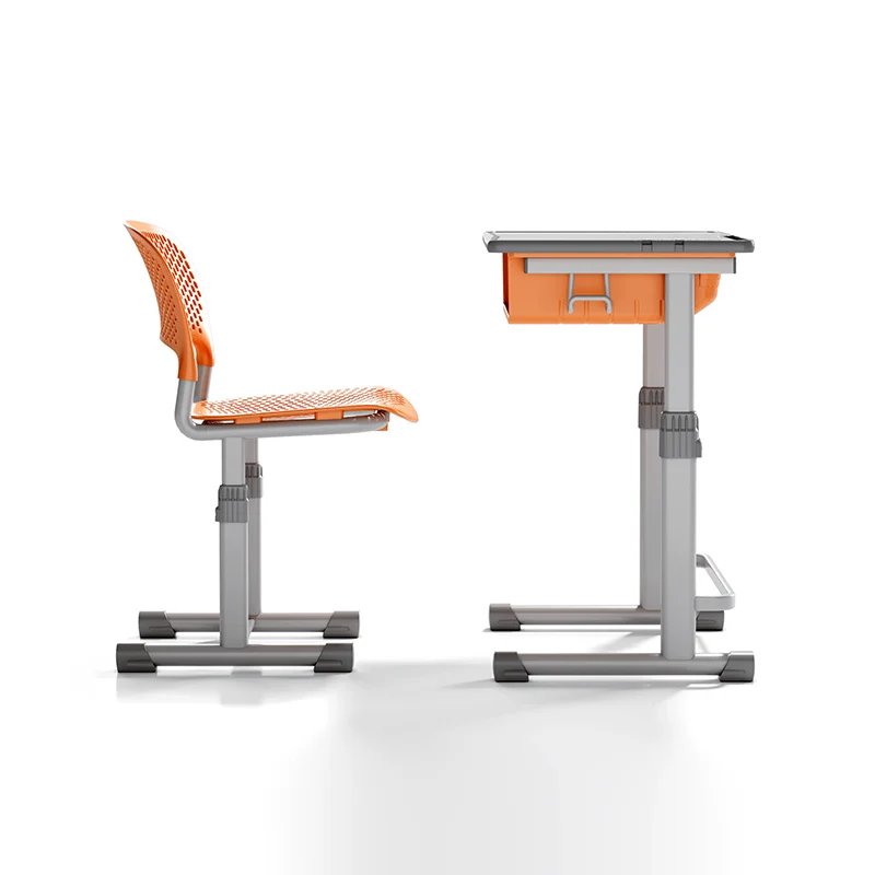 adjustable height student desk and chair set for modern classroom use in primary school with durable steel frame