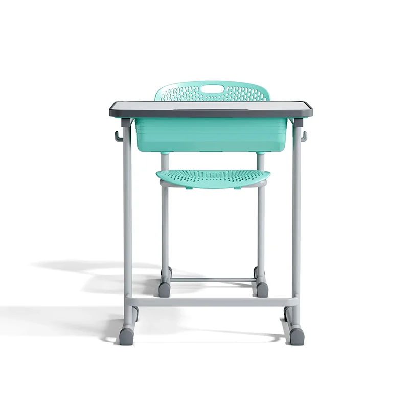 adjustable height student desk and chair set for modern classroom use in primary school with durable steel frame