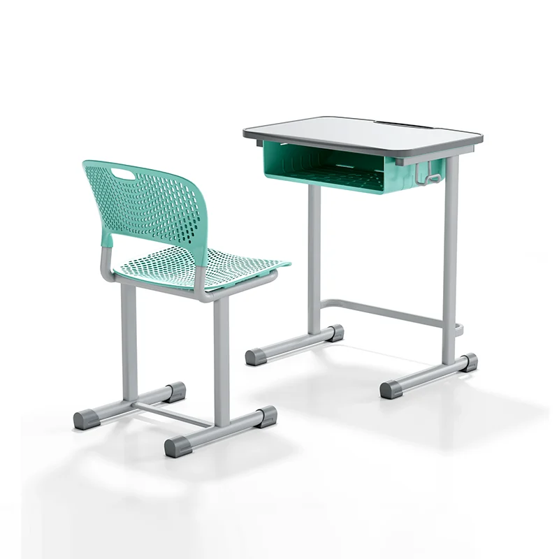 adjustable height student desk and chair set for modern classroom use in primary school with durable steel frame