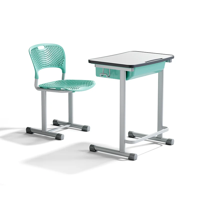 adjustable height student desk and chair set for modern classroom use in primary school with durable steel frame