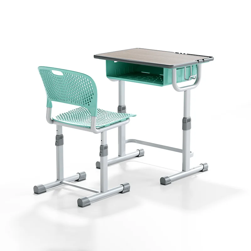 adjustable height student desk and chair set for modern classroom use in primary school with durable steel frame