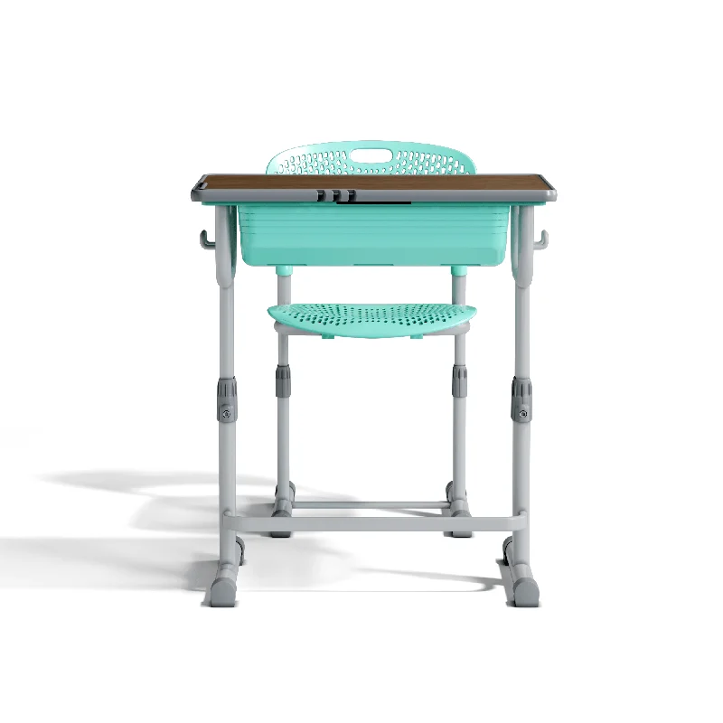 adjustable height student desk and chair set for modern classroom use in primary school with durable steel frame