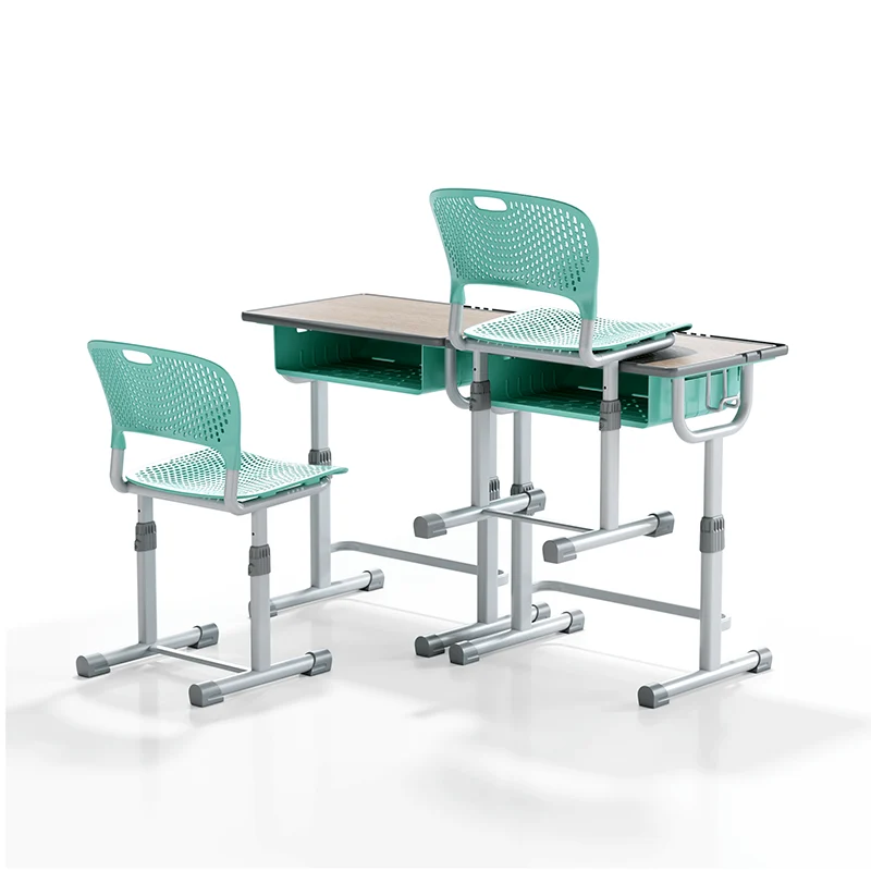 adjustable height student desk and chair set for modern classroom use in primary school with durable steel frame