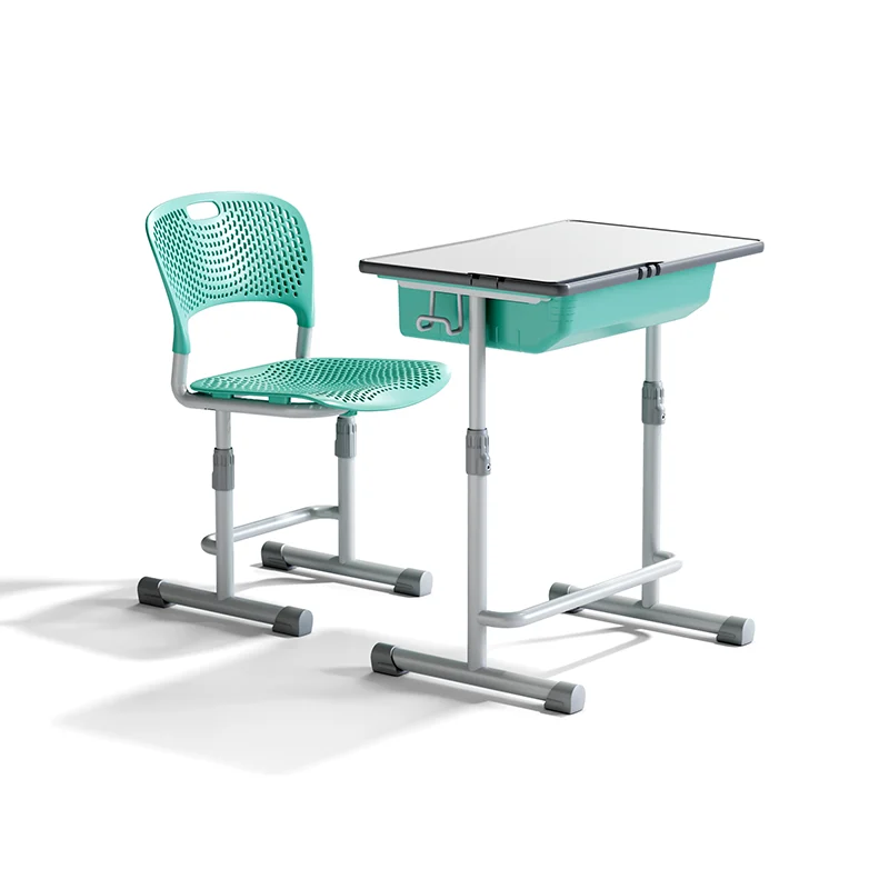 adjustable height student desk and chair set for modern classroom use in primary school with durable steel frame