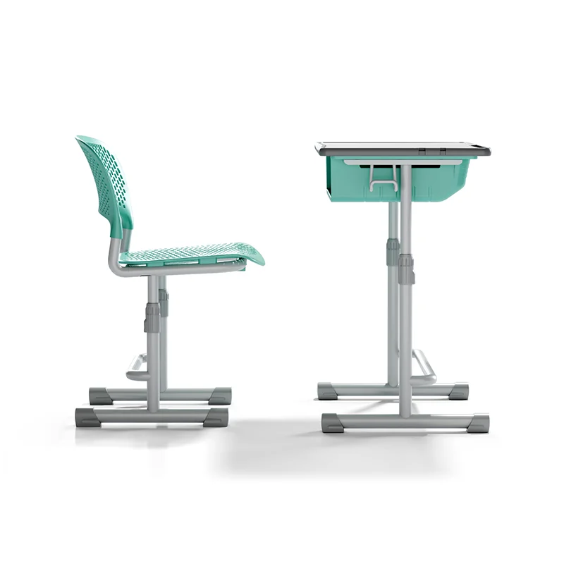 adjustable height student desk and chair set for modern classroom use in primary school with durable steel frame