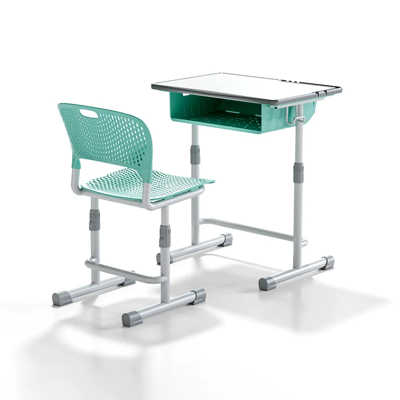 adjustable height student desk and chair set for modern classroom use in primary school with durable steel frame
