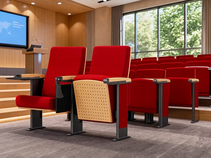 Luxury auditorium chair with plush upholstery for premium experience.