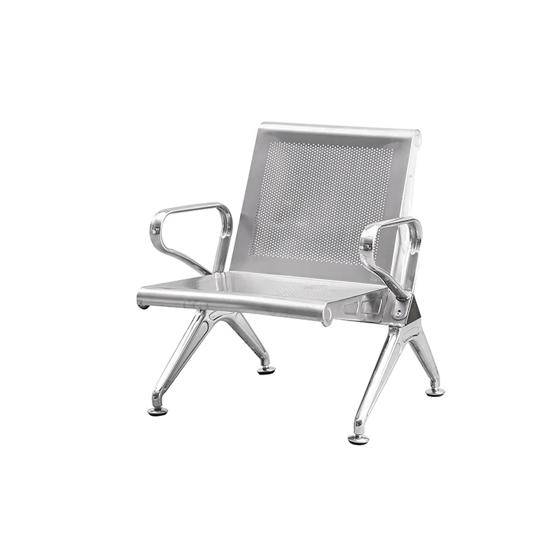 1 seater aluminum airport chair for narrow waiting niche or telephone booth area.