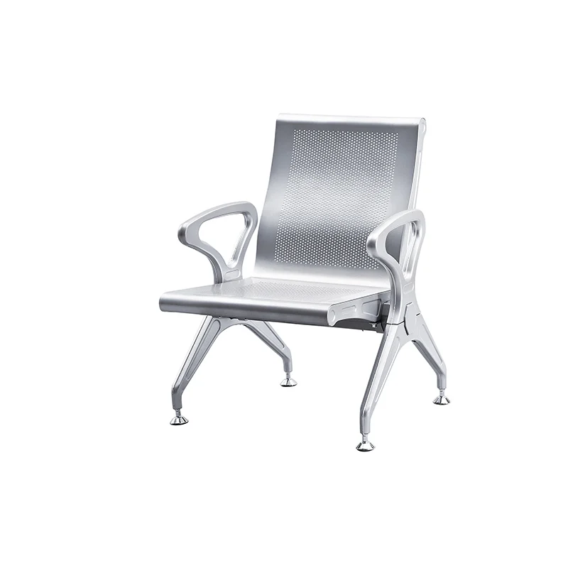 1 seater stainless waiting bench for train depot with anti slip surface for safety.
