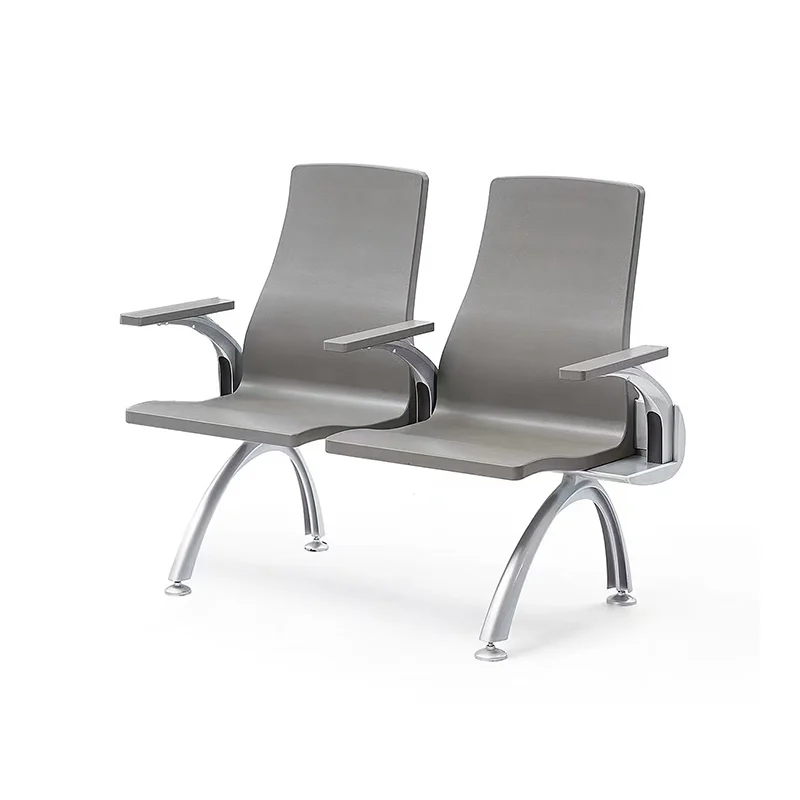 2 seater aluminum airport chair for narrow waiting niche or telephone booth area.
