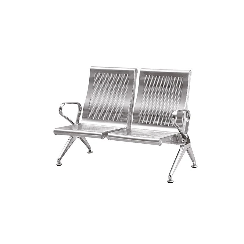 Economy 2 seater iron waiting bench with black paint finish for budget public seating.