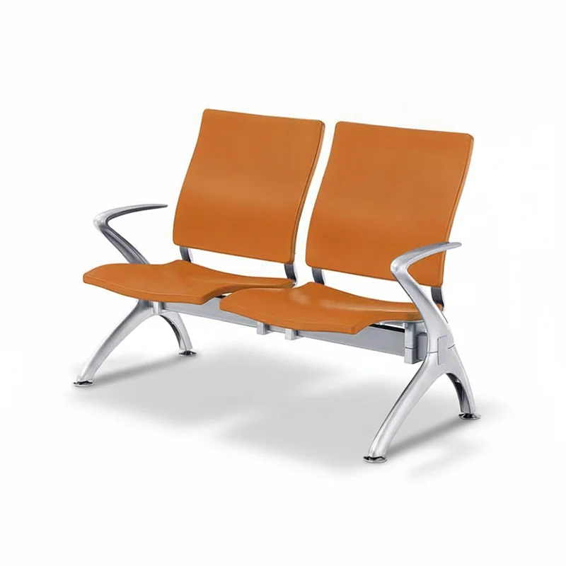 2 seater PU waiting chair for hospital corridor with individual armrest for patient privacy.